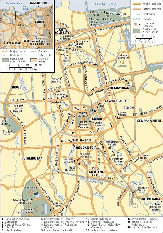 Карта центра Джакарты