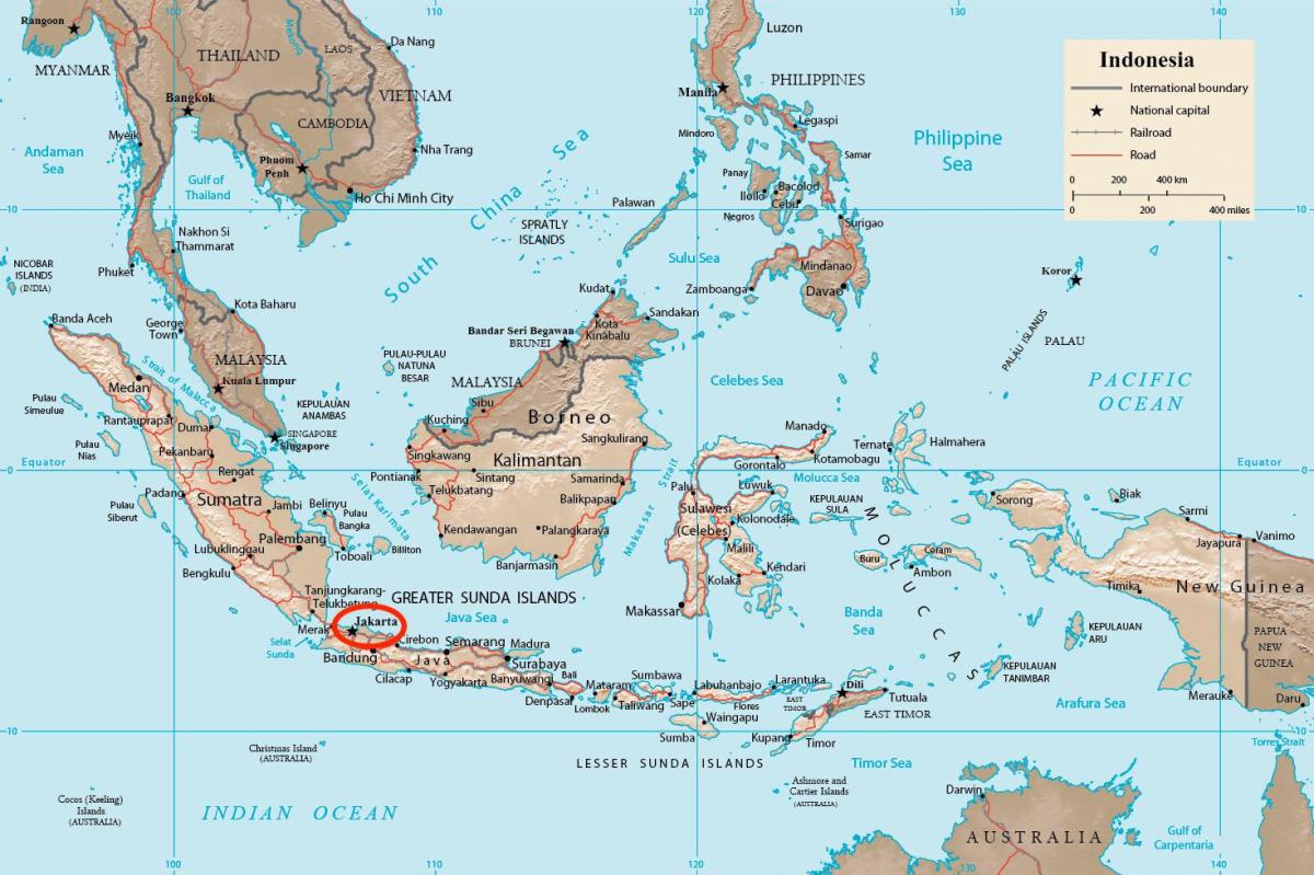 Джакарта на острове Ява - карта Индонезии