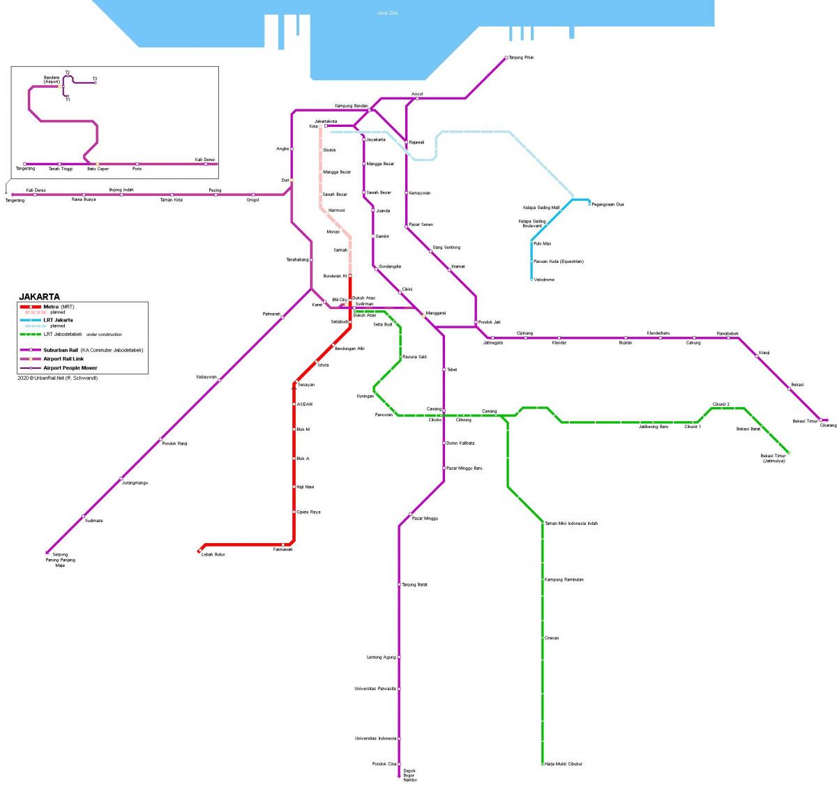 Карта железнодорожных станций Джакарты