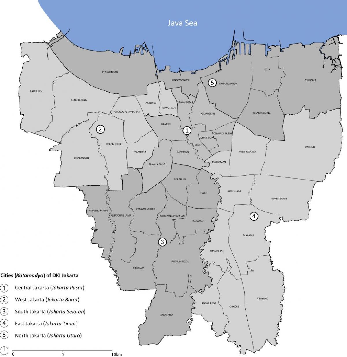 Карта районов Джакарты