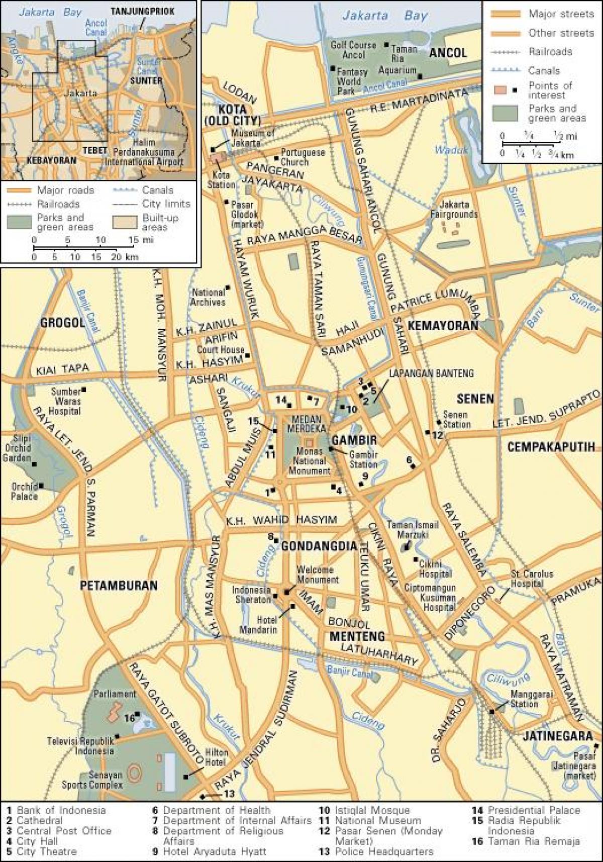Карта центра Джакарты
